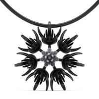 Corn Flower Pendant made in Nylon (3D Printed) and Sterling Silver - view 4