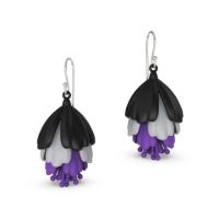 Fuchsia Earrings made in Nylon (3D Printed) and Sterling Silver - view 2