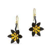 Flower Dangle Earrings made in Nylon (3D Printed) and Gold-Plated Sterling Silver