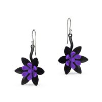 Flower Dangle Earrings made in Nylon (3D Printed) and Gold-Plated Sterling Silver - view 3