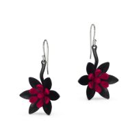 Flower Dangle Earrings made in Nylon (3D Printed) and Gold-Plated Sterling Silver - view 2