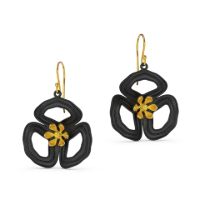 Gold Poppy Dangle Earrings made in Nylon (3D Printed) and Gold-Plated Sterling Silver