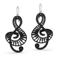 Music Lovers Earrings made in Nylon (3D Printed) and Sterling Silver