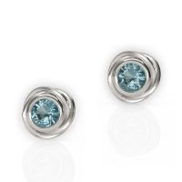 Rose Stud Silver Earrings made in Sterling Silver with Topaz (Blue)