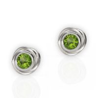 Rose Stud Silver Earrings made in Sterling Silver with Peridot