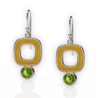 Dunes Square Silver Dangles made in Sterling Silver with Peridot