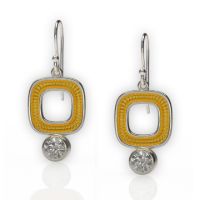 Dunes Square Silver Dangles made in Sterling Silver with Topaz (White)