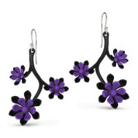 Cherry Blossom Earrings made in Nylon (3D Printed) and Sterling Silver - view 2
