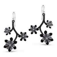 Cherry Blossom Earrings made in Nylon (3D Printed) and Sterling Silver - view 3