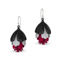 Fuchsia Earrings made in Nylon (3D Printed) and Sterling Silver