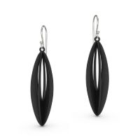 Seedpod Earrings made in Nylon (3D Printed) and Sterling Silver - view 2