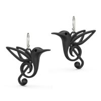 Songbird Dangle Earrings made in Nylon (3D Printed) and Sterling Silver