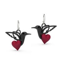 Love Bird Dangle Earrings made in Nylon (3D Printed) and Sterling Silver