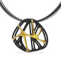 Gold Cellular Pendant made in Nylon (3D Printed) and Gold-Plated Sterling Silver
