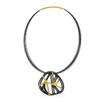 Gold Cellular Pendant made in Nylon (3D Printed) and Gold-Plated Sterling Silver - view 3