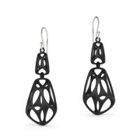 Double Cellular Earrings made in Nylon (3D Printed) and Sterling Silver - view 2