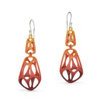 Double Cellular Earrings made in Nylon (3D Printed) and Sterling Silver - view 3