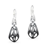 Double Cellular Earrings made in Nylon (3D Printed) and Sterling Silver - view 4