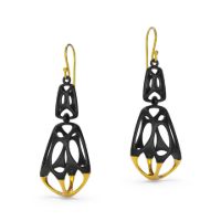Gold Double Cellular Earrings made in Nylon (3D Printed) and Gold-Plated Sterling Silver