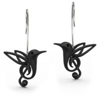 Songbird Dangle Earrings made in Nylon (3D Printed) and Sterling Silver - view 3