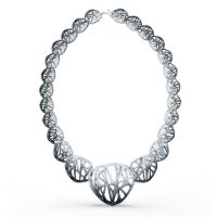 Cellular Necklace made in Nylon (3D Printed) and Sterling Silver - view 3