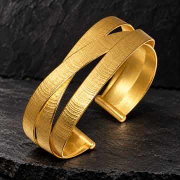 Gold Wide Braided Cuff made in 18K Gold