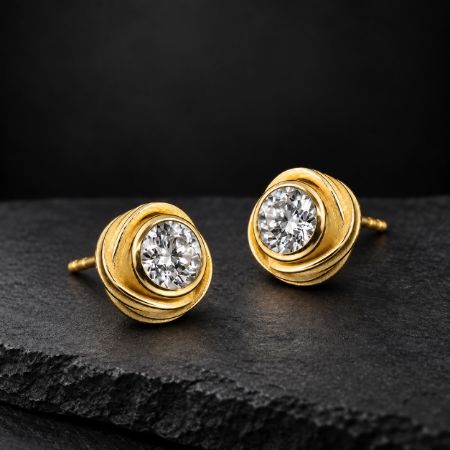 18k Diamond Rose Earrings