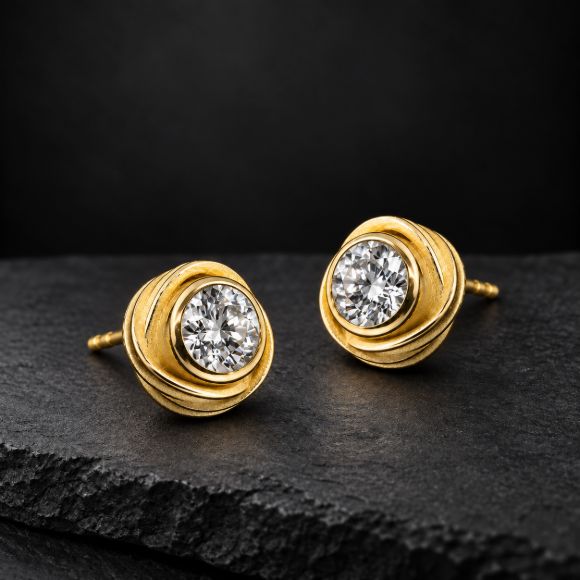 18k Diamond Rose Earrings made in 18K Gold with Diamond