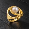 18k Gold Pearl Infinity Ring made in 18K Gold with Pearl