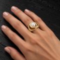 18k Gold Pearl Infinity Ring made in 18K Gold with Pearl - view 2