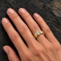 18k Gold Bamboo Solitaire Ring made in 18K Gold with Diamond - view 2