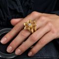 18K Gold Crown Flower Diamond Ring made in 18K Gold with Diamond - view 2