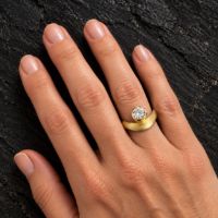 18K Gold Wave Diamond Ring made in 18K Gold with Diamond - view 2