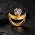 18K Gold Wave Diamond Ring made in 18K Gold with Diamond - view 2