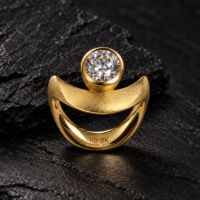 18K Gold Wave Diamond Ring made in 18K Gold with Diamond - view 2