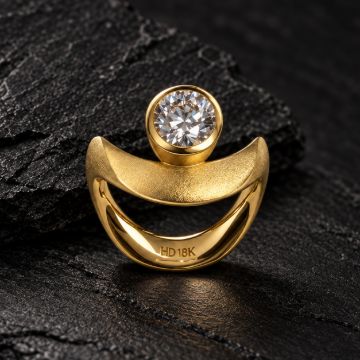 18K Gold Wave Diamond Ring made in 18K Gold with Diamond - view 2