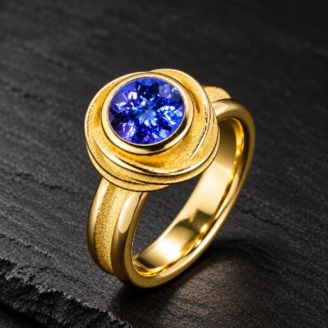 Gold Tanzanite Rose Ring made in 18K Gold