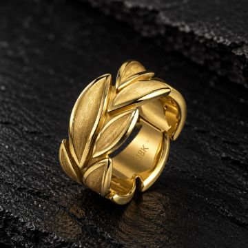 18K Gold Cluster of Leaves Ring made in 18K Gold