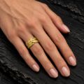 18K Gold Cluster of Leaves Ring made in 18K Gold - view 2