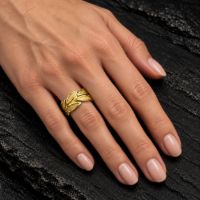 18K Gold Cluster of Leaves Ring made in 18K Gold - view 2