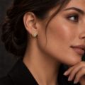 18k Diamond Rose Earrings made in 18K Gold with Diamond - view 2