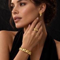 Gold Bamboo Cuff made in 18K Gold with Diamond - view 2