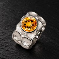 Honeycomb Silver Ring made in Sterling Silver with Citrine, White Topaz or Blue Topaz - view 2