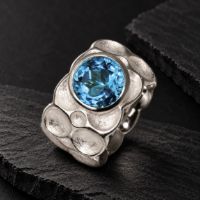 Honeycomb Silver Ring made in Sterling Silver with Citrine, White Topaz or Blue Topaz - view 3