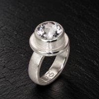 Solitaire Silver Ring made in Sterling Silver with Citrine, White Topaz or Blue Topaz - view 4