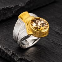 Ridge Citrine Ring made in Sterling Silver with Citrine - view 2