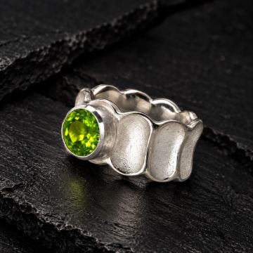 Bamboo Silver Ring made in Sterling Silver with Peridot, Citrine or Blue Topaz - view 2