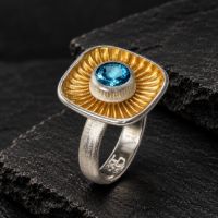 Dunes Square Ring made in Sterling Silver - view 2