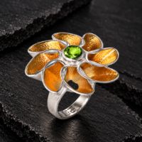 Rose Silver Ring made in Sterling Silver with Citrine, White Topaz or Blue Topaz - view 3