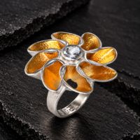 Rose Silver Ring made in Sterling Silver with Citrine, White Topaz or Blue Topaz - view 4